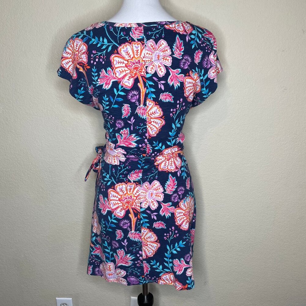 Tommy Bahama Cotton Modal Blend Navy Floral Side Tie Faux Wrap Dress Size S/P - Picture 6 of 12